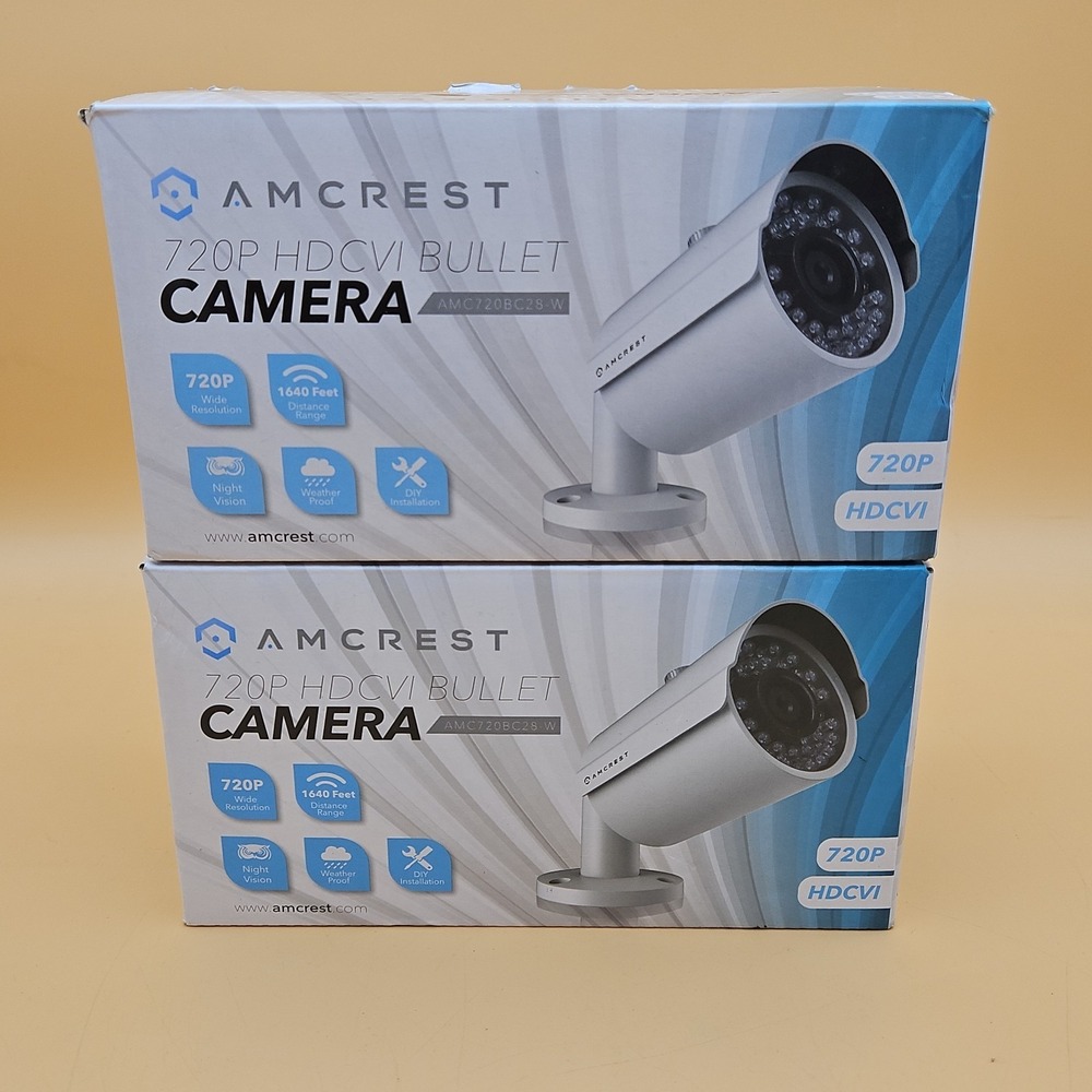 Lot Of 2 Amcrest Security Cameras 720p HDCVI Bullet White Brand New